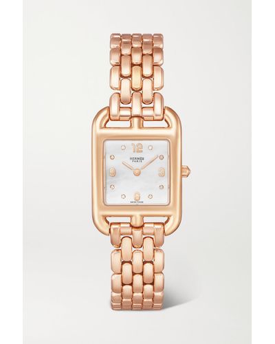 Hermès Montre Cape Cod 31mm Small 18-karat Rose Gold Diamond Watch - Metallic