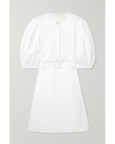 Chloé Mini-robe En Popeline De Coton Biologique À Ceinture - Blanc