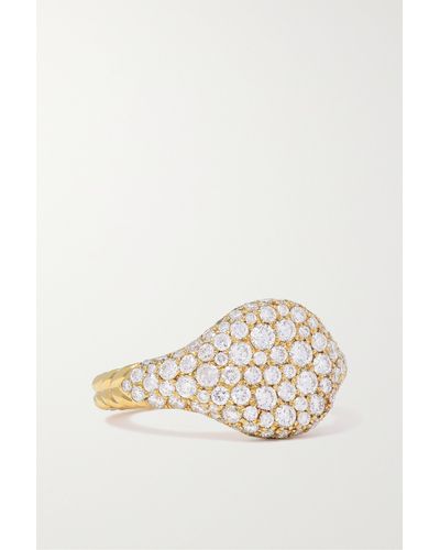 David Yurman Mini Chevron 18-karat Gold Diamond Pinky Ring - White
