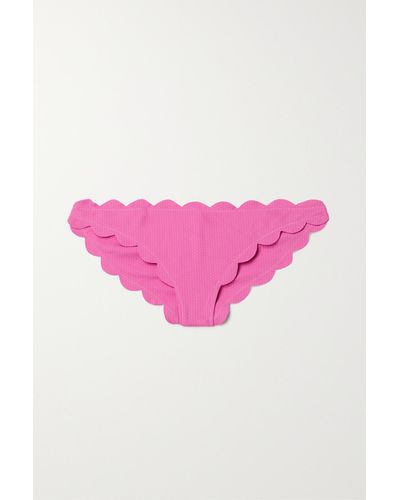 Marysia Swim Antibes Scalloped Seersucker Bikini Briefs - Pink