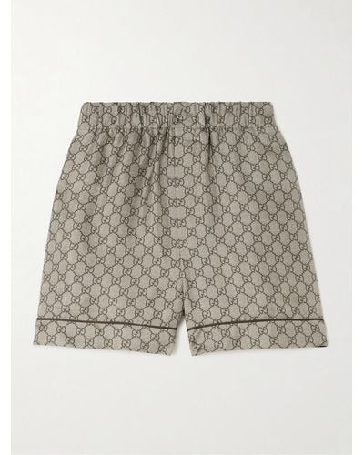 Gucci Gg Supreme Shorts Aus Bedrucktem Seiden-twill - Grau