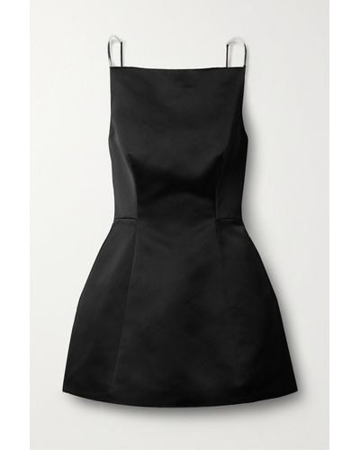 Brandon Maxwell The Lexi Embellished Silk-satin Mini Dress - Black