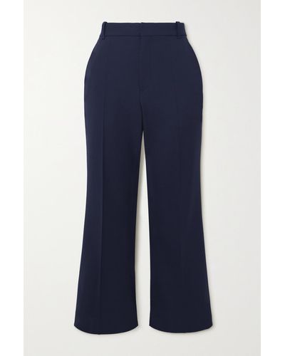 Chloé Cropped Stretch-wool Flared Trousers - Blue