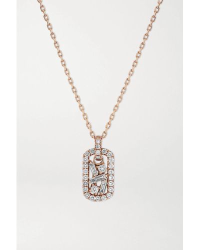 Suzanne Kalan 18-karat Rose Gold Diamond Necklace - White