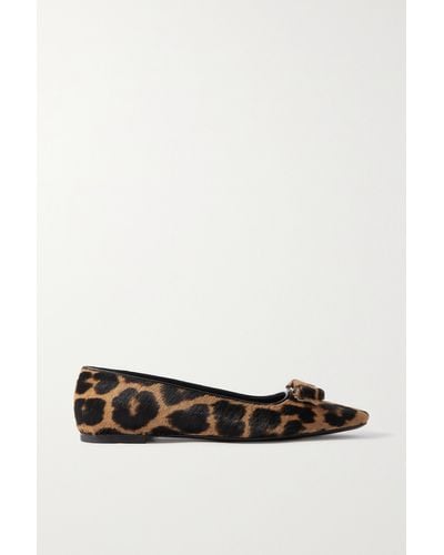 Ferragamo Siwar Leopard-print Calf Hair Flats - White