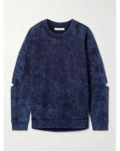 Tibi Oversized Cutout Cotton-jersey Sweatshirt - Blue