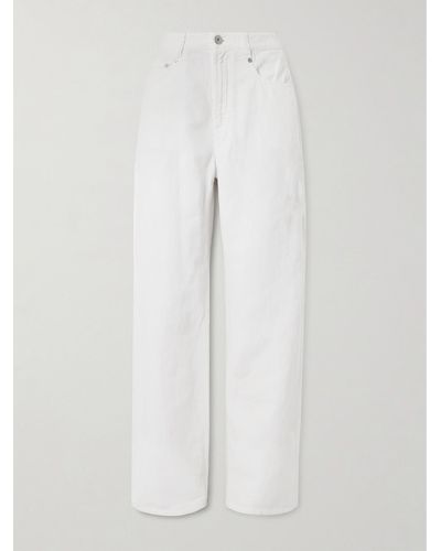 Brunello Cucinelli Pantalon Large En Coton Et Lin Mélangés - Blanc