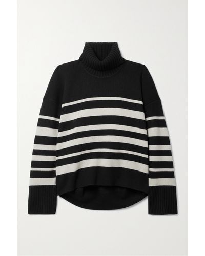 Proenza Schouler Striped Wool And Cashmere-blend Turtleneck Jumper - Black
