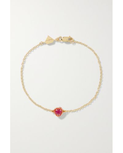 Alison Lou Cocktail Armband Aus 14 Karat Gold Mit Rubin Und Emaille - Weiß