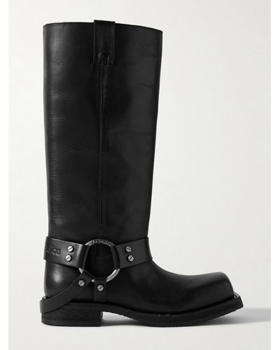 Acne Studios + Net Sustain Embellished Leather Knee Boots - Black