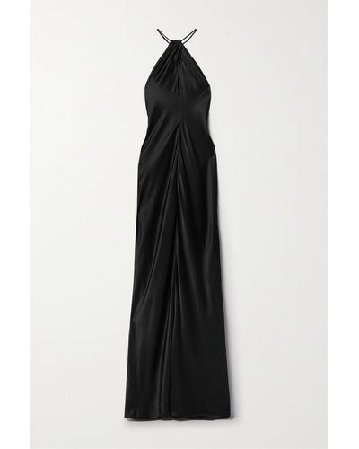 Nili Lotan Larissa Cutout Silk-satin Halterneck Maxi Dress - Black