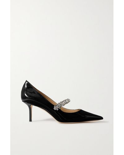 Jimmy Choo Escarpins En Cuir Verni À Cristaux Bing 65 - Noir