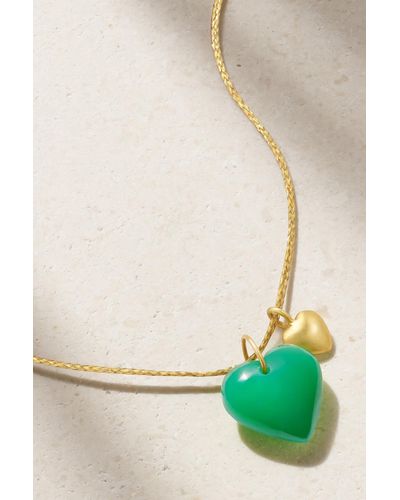 Pippa Small 18-karat Gold, Cord And Chrysoprase Necklace - Green