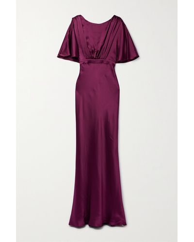 Saloni Winona Hammered Silk-satin Gown - Purple