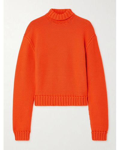 Ferragamo Cotton-blend Turtleneck Sweater - Orange