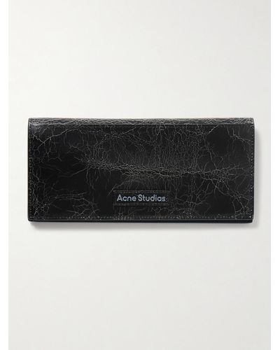 Acne Studios Portefeuille En Cuir Craquelé - Noir