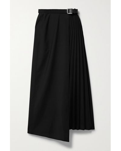 Tibi + Net Sustain Belted Pleated Recycled Woven Maxi Wrap Skirt - Black