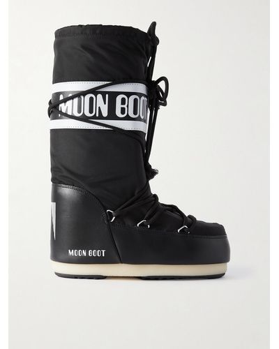 Moon Boot Icon Shell And Faux Leather Snow Boots - Black