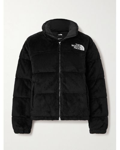 The North Face Versa Nuptse Embroidered Quilted Velour Down Jacket - Black