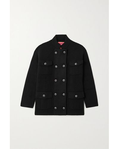 Barrie + Sofia Coppola Double-breasted Cashmere And Cotton-blend Jacket - Black