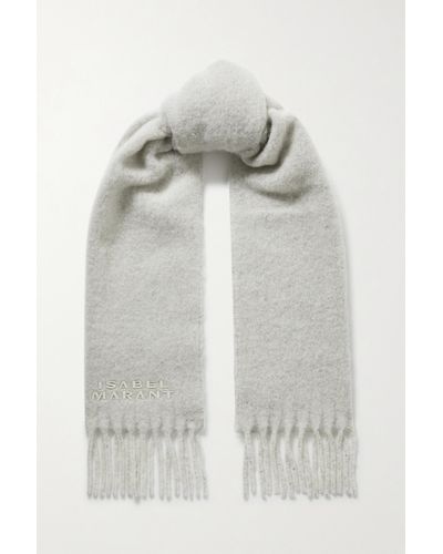 Isabel Marant Firny Fringed Embroidered Alpaca-blend Scarf - Grey