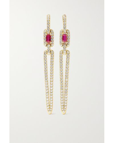 David Yurman Stax 18-karat Gold, Diamond And Ruby Earrings - White