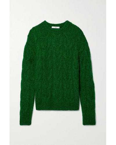 Tibi Cable-knit Brushed Mohair-blend Sweater - Green