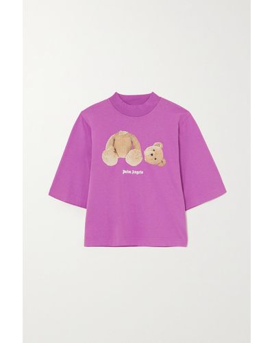Palm Angels Verkürztes T-shirt Aus Baumwoll-jersey Mit Print - Pink