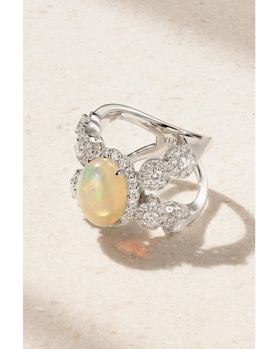 YEPREM 18-karat White Gold, Opal And Diamond Ring - Natural