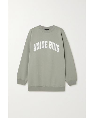 Anine Bing Tyler Appliquéd Organic Cotton-jersey Sweatshirt - Grey