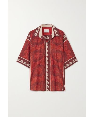 Johanna Ortiz + Net Sustain Printed Cotton-voile Shirt - Red