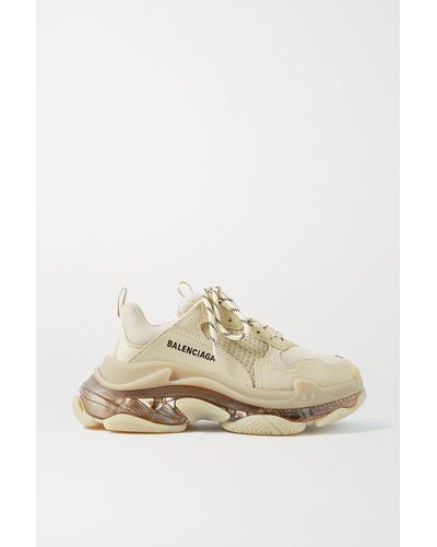 Balenciaga Triple S Clear Sole Sneakers Aus Kunstleder Und Mesh Mit Logostickerei - Natur