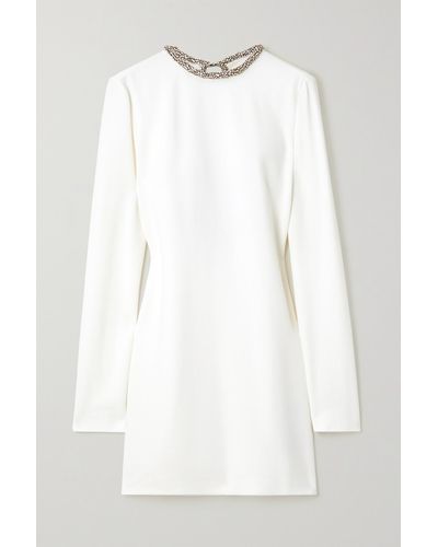 Stella McCartney + Net Sustain Crystal-embellished Open-back Stretch-crepe Mini Dress - White