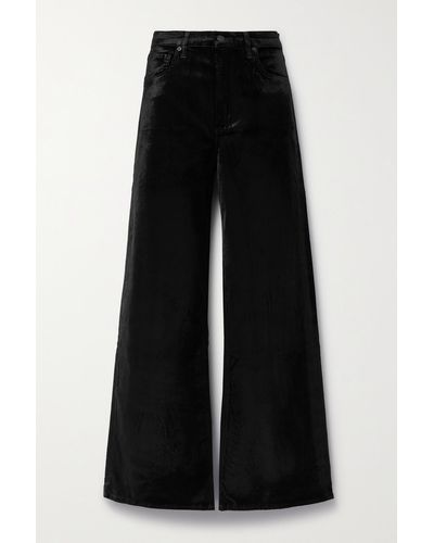 Citizens of Humanity Paloma Baggy Cotton-blend Velvet Wide-leg Trousers - Black