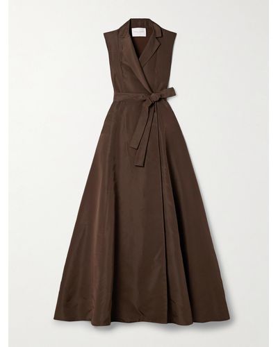 Carolina Herrera Belted Silk-faille Wrap Gown - Brown