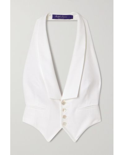 Ralph Lauren Collection Cadie Halterneck Textured-cotton Vest - White