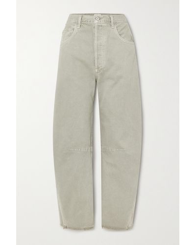 Citizens of Humanity Horseshoe Frayed High-rise Wide-leg Jeans - Grey