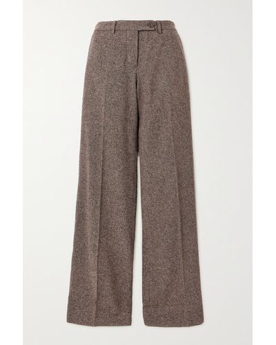 Fortela Juliana Mélange Wool-blend Tweed Staight-leg Trousers - Brown