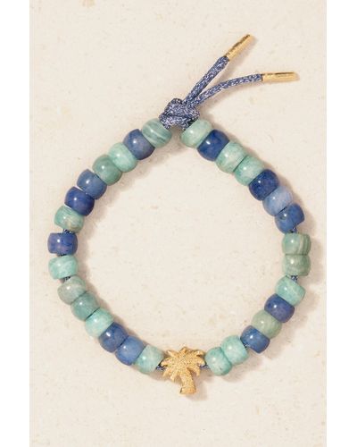Carolina Bucci Palma Forte Beads 18-karat Gold And Lurex Amazonite And Agate Bracelet - Blue