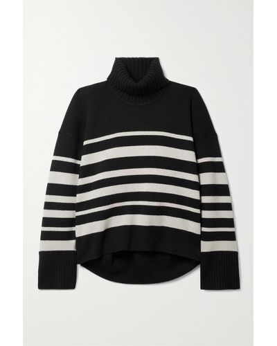 Proenza Schouler Striped Wool And Cashmere-blend Turtleneck Sweater - Black