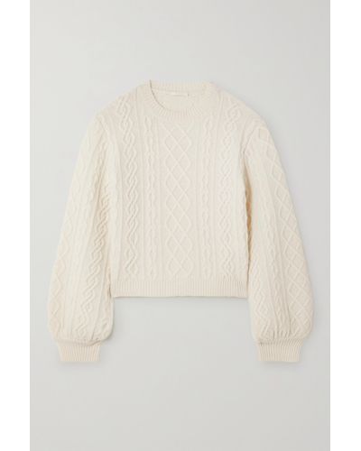 Chloé Cable-knit Wool And Cashmere-blend Jumper - Natural