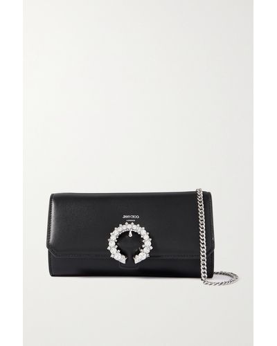 Jimmy Choo Crystal-embellished Leather Wallet - Black