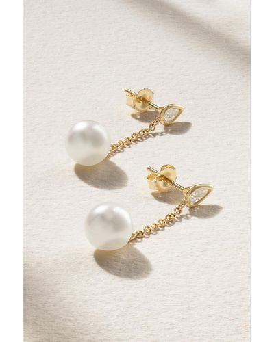 Mizuki 14-karat Gold, Pearl And Diamond Earrings - Natural