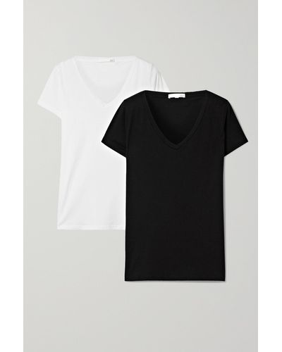 Skin + Net Sustain Set Aus Zwei T-shirts Aus Bio-pima-baumwoll-jersey - Schwarz