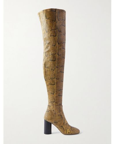 Isabel Marant Lelta Snake-effect Leather Over-the-knee Boots - Natural