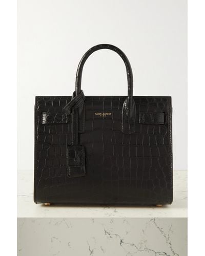 Saint Laurent Sac De Jour Nano Croc-embossed Leather Tote Bag - Black