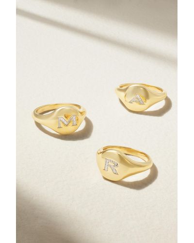 David Yurman Initial 18-karat Gold Diamond Pinky Ring - Natural