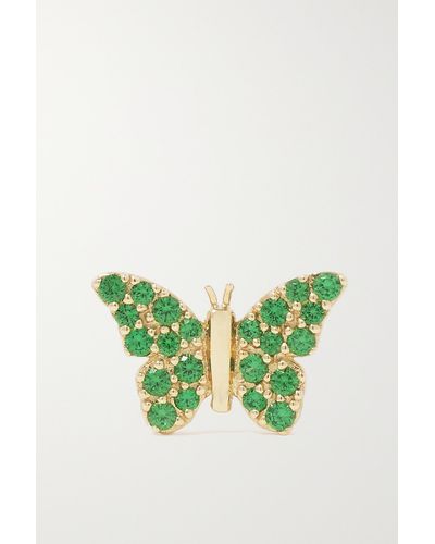 Robinson Pelham Butterfly Einzelner Ohrstecker Aus 14 Karat Gold Mit Tsavoriten - Grün