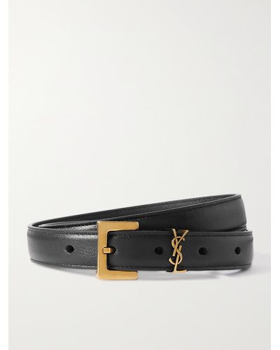 Saint Laurent Logo-buckle Leather Belt - Black