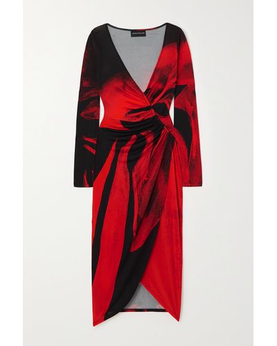 Louisa Ballou Summer Solstice Wrap-effect Printed Stretch-jersey Midi Dress - Red